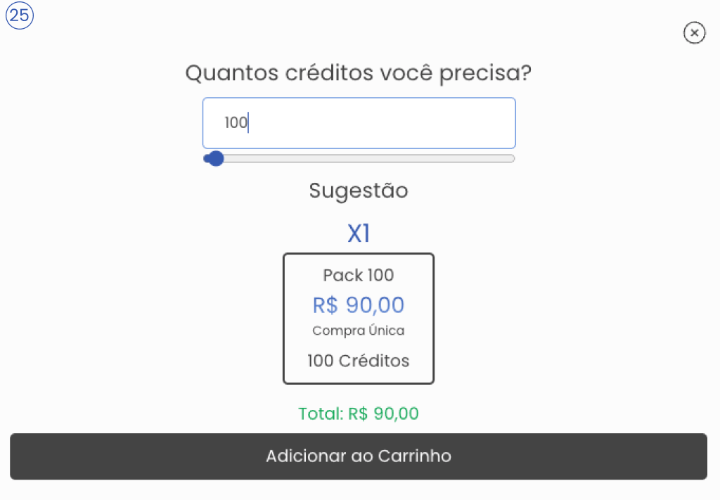 Imagem de adicionar créditos dentro do carrinho